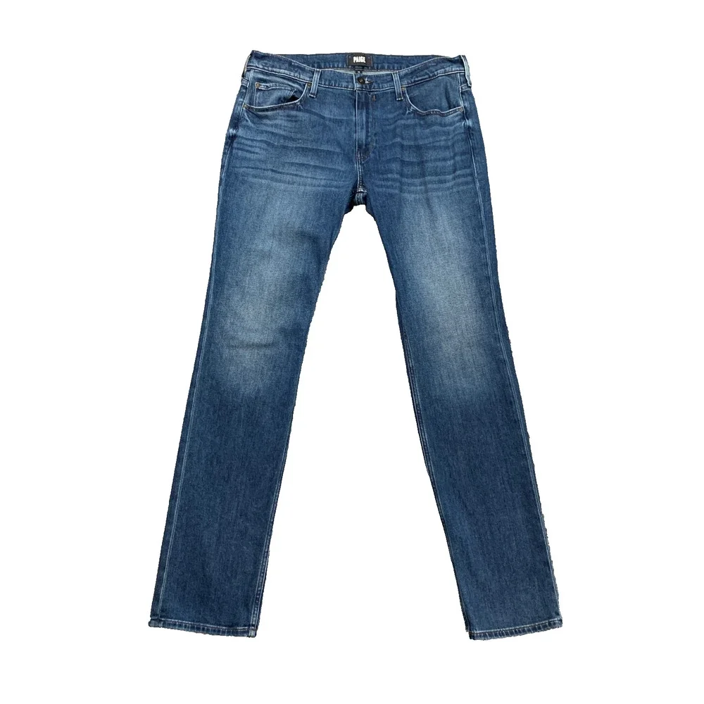 Paige Jeans Mens 33 Blue Federal Boxter Slim Fit Whiskered Stretch Medium Wash